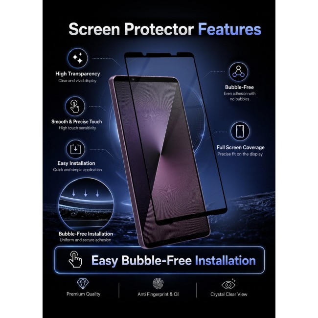 CATANES 2 PACK Screen Protector for Sony Xperia 1 VII Tempered Glass 3D, Full Coverage, Scratch-Resistant, 9H Hardness High-Definition Clear Guard, Black Edge