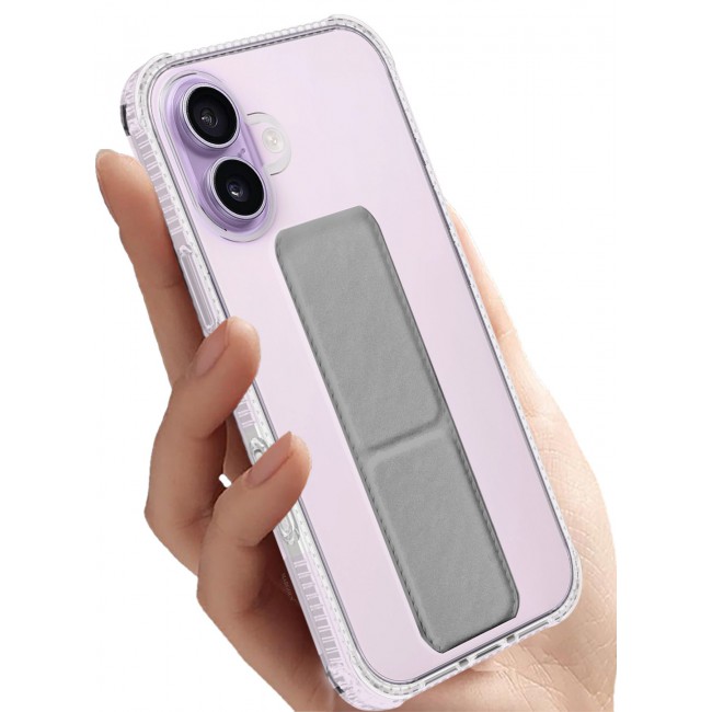 CATANES 2 Packs Finger Grip Clear Case Cover for iPhone 17- Kickstand Car Magnetic Holder Multi-function Protective Two-in-one Case with 3D Screen Protector - Grey