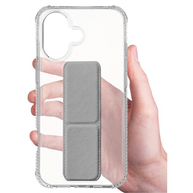 CATANES 2 Packs Finger Grip Clear Case Cover for iPhone 17- Kickstand Car Magnetic Holder Multi-function Protective Two-in-one Case with 3D Screen Protector - Grey