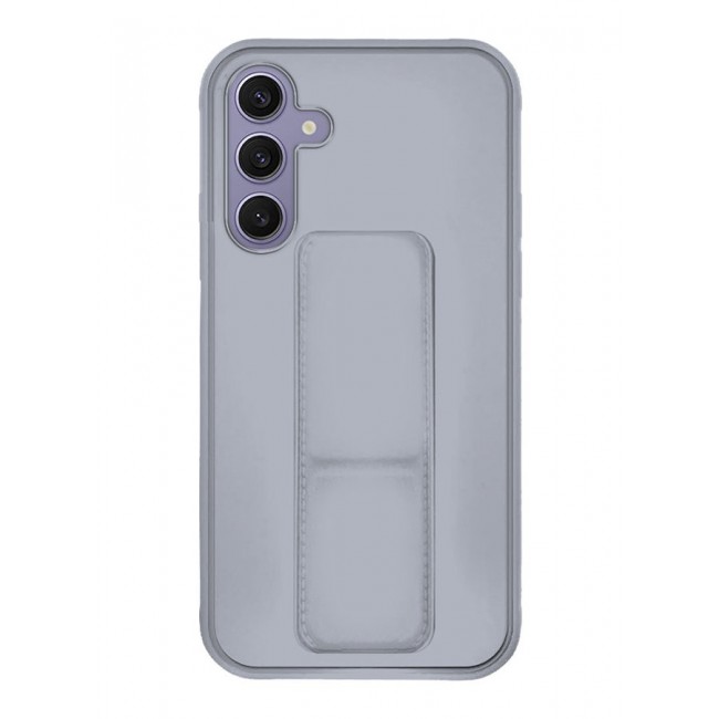CATANES Samsung Galaxy S24 Plus Case Magnetic Stand and Holder Premium Silicone Vertical and Horizontal Hand Strap Grip Multi Stand Car Mount Kickstand Case Finger Strap Cover Grey