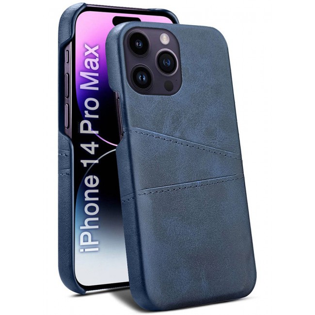CATANES iPhone 14 Pro Max Case Cover Leather with Card Holder for Men Women Phone Case - Blue