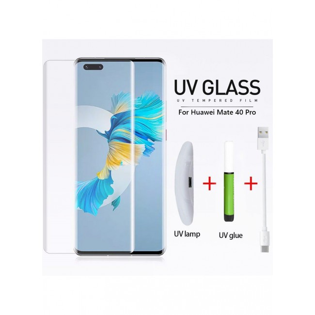 CATANES Huawei Mate 40 Pro UV Screen Protector 6D Tempered Glass 9H Adhesive Nano Liquid UV Glue Full Coverage Clear