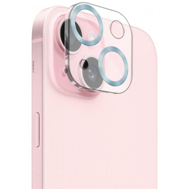 CATANES Camera Lens Protector for Apple iPhone 15 Plus Tempered Glass 9H Hardness Ultra HD Anti-Scratch Easy to Install Case Friendly Full Coverage Guard Seria Blue