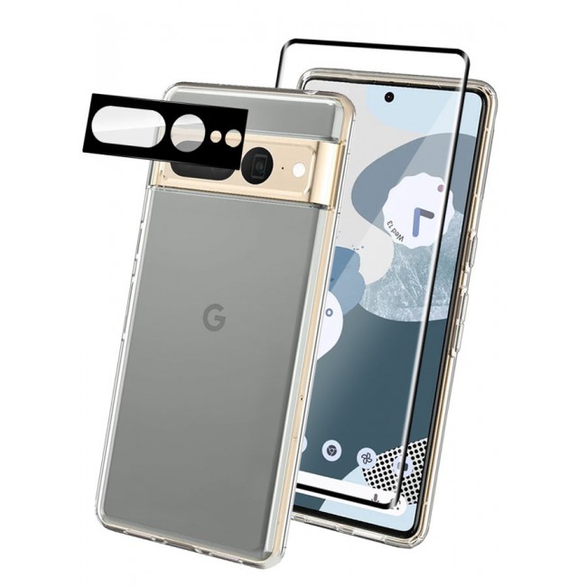 CATANES 3 Packs For Google Pixel 7 Pro TPU Case and Screen Protector and Camera Lens Protector Clear Transparent Shockproof Protective Phone Case Scratch Resistant Cover