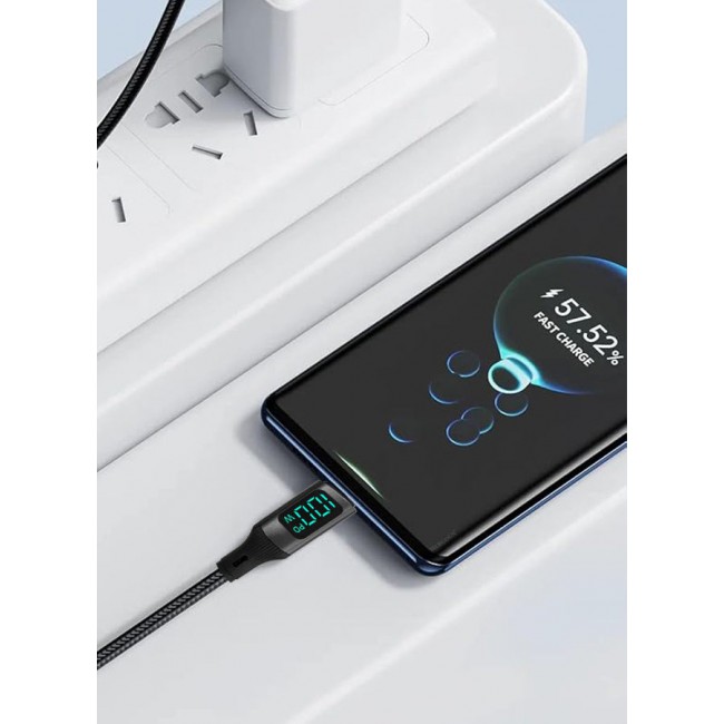 CATANES 100W Fast Charging Cable USB-C to USB-C - Built-in Power Display, PD 3.0 & Durable Braided Design 1M - Black
