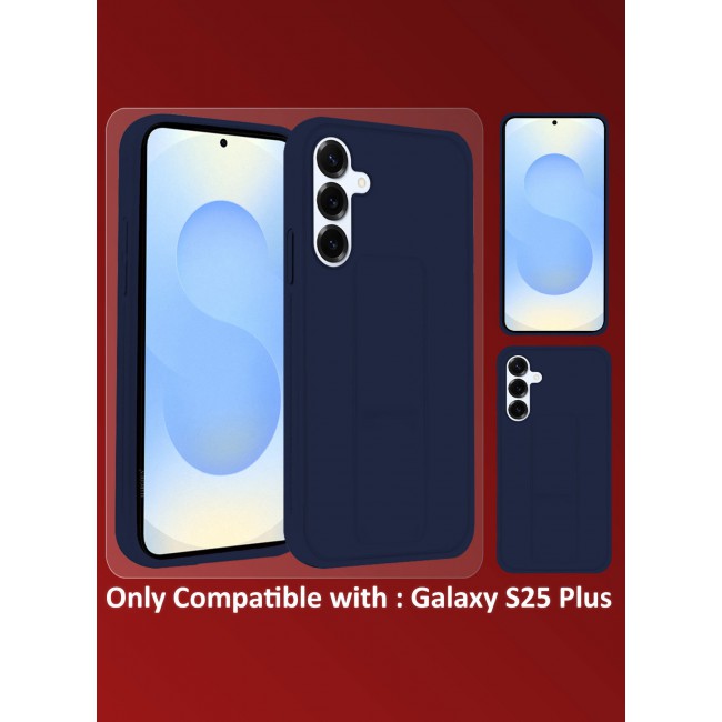 CATANES Galaxy S25 Plus Case Silicone with Stand Function Finger Grip Case Cover Blue