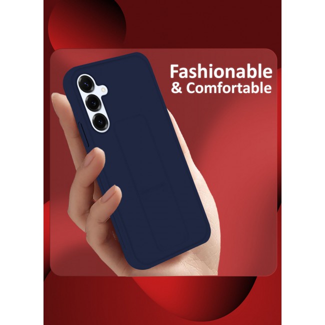CATANES Galaxy S25 Plus Case Silicone with Stand Function Finger Grip Case Cover Blue