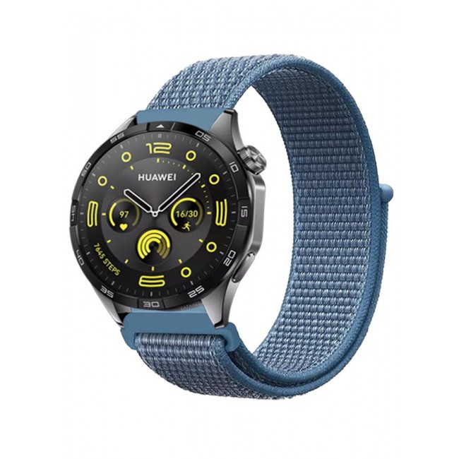 CATANES (for Huawei GT4 22mm) Nylon Strap,Sport Wristband Strap Adjustable Sport Stretchy Braided Solo Loop Band Blue/White