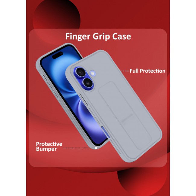 CATANES (for Apple iPhone 16 Plus) Case Premium PU Leather Back Cover with Stand Function Shockproof and Anti Scratch Finger Grip Case Cover / Grey