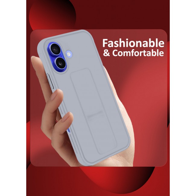 CATANES (for Apple iPhone 16 Plus) Case Premium PU Leather Back Cover with Stand Function Shockproof and Anti Scratch Finger Grip Case Cover / Grey