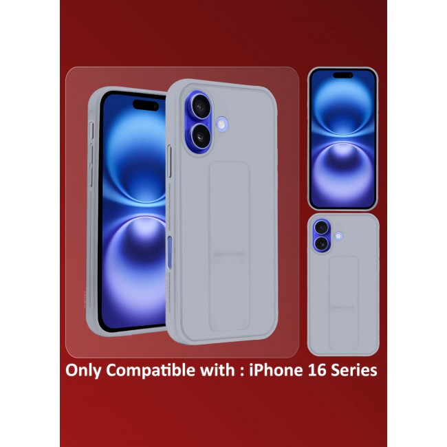 CATANES (for Apple iPhone 16 Plus) Case Premium PU Leather Back Cover with Stand Function Shockproof and Anti Scratch Finger Grip Case Cover / Grey