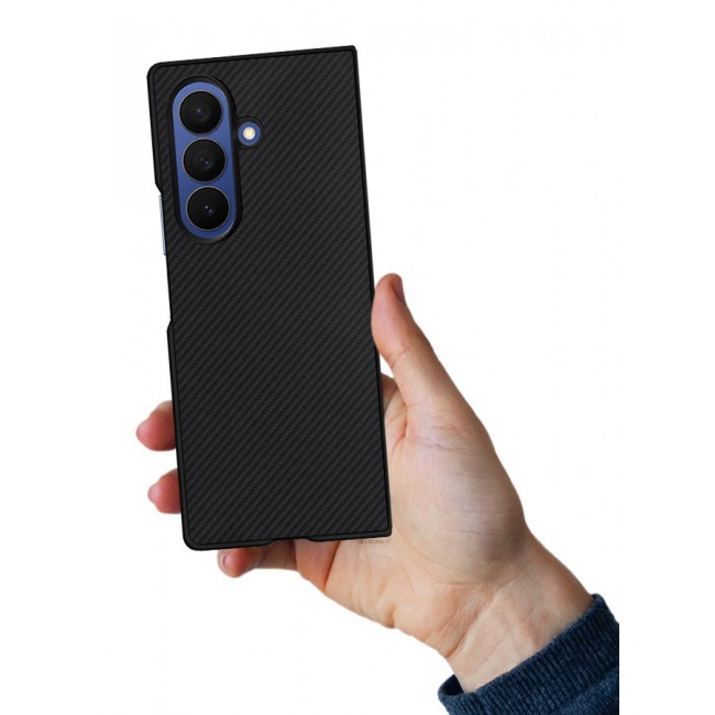 CATANES Case Cover for for Samsung Galaxy Z Fold 7 - Kevlar Bullet Proof Phone Case - Ultra Thin and Light Carbon Fiber Texture Printing Slim Anti-Scratch Phone Cover With Front Built-in Screen Protector - Black
