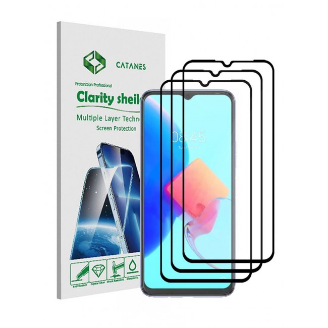 CATANES 3 pack Tecno Spark 8C 4G Screen Protector Tempered Glass Full Glue Black side