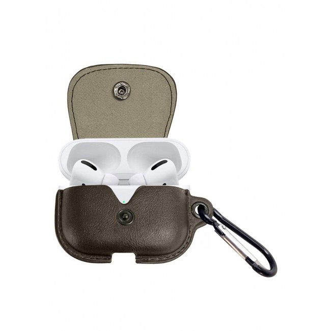 CATANES AirPods Pro Case Leather Case Cover with Keychain Compatible with Apple AirPods Pro 2019 Brown