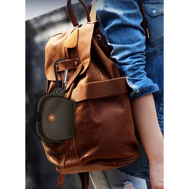 CATANES AirPods Pro Case Leather Case Cover with Keychain Compatible with Apple AirPods Pro 2019 Brown