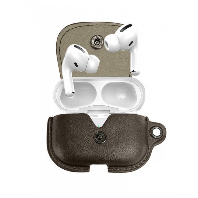 CATANES AirPods Pro Case Leather Case Cover with Keychain Compatible with Apple AirPods Pro 2019 Brown