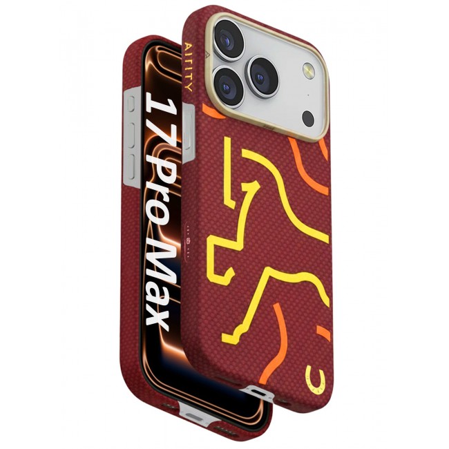 AIRITY Horse Style Bamboo Fiber Protective Case for iPhone 17/18 Pro Max Ultra Durable, Lightweight & Premium Design Red Yellow