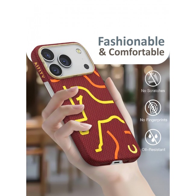 AIRITY Horse Style Bamboo Fiber Protective Case for iPhone 17/18 Pro Max Ultra Durable, Lightweight & Premium Design Red Yellow