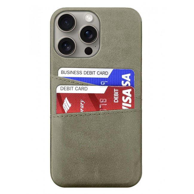 CATANES iPhone 15 Pro Max Case Cover Leather with Card Holder for Men Women Phone Case - Grey