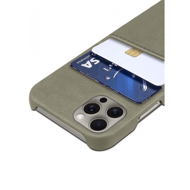 CATANES iPhone 15 Pro Max Case Cover Leather with Card Holder for Men Women Phone Case - Grey