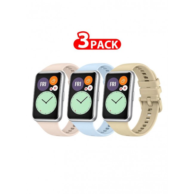 CATANES 3 Pack For Huawei Watch Fit 2 Silicone Bracelet Replacement Strap Multicolour 2(Only Compatible with Huawei Watch Fit 2)