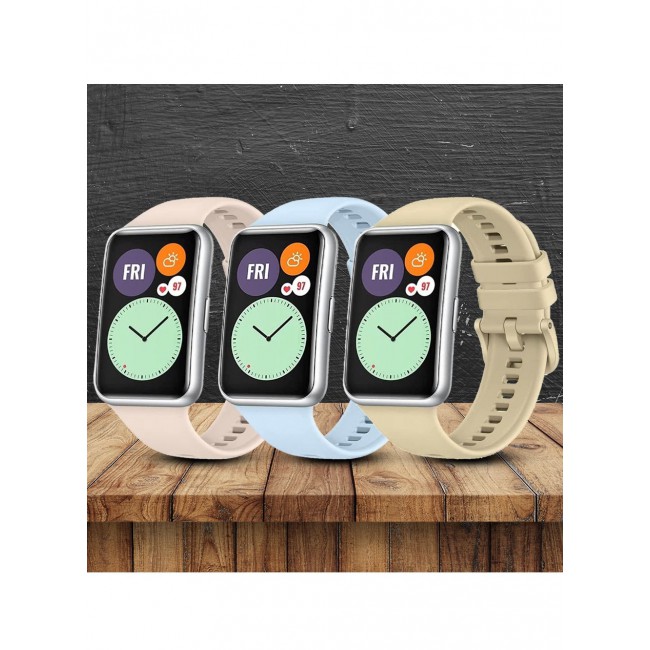 CATANES 3 Pack For Huawei Watch Fit 2 Silicone Bracelet Replacement Strap Multicolour 2(Only Compatible with Huawei Watch Fit 2)