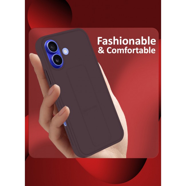 CATANES (for Apple iPhone 16 Plus) Case Premium PU Leather Back Cover with Stand Function Shockproof and Anti Scratch Finger Grip Case Cover / Merlot