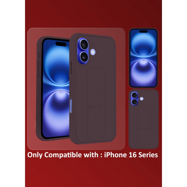 CATANES (for Apple iPhone 16 Plus) Case Premium PU Leather Back Cover with Stand Function Shockproof and Anti Scratch Finger Grip Case Cover / Merlot