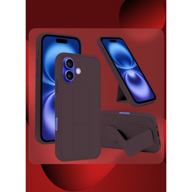 CATANES (for Apple iPhone 16 Plus) Case Premium PU Leather Back Cover with Stand Function Shockproof and Anti Scratch Finger Grip Case Cover / Merlot