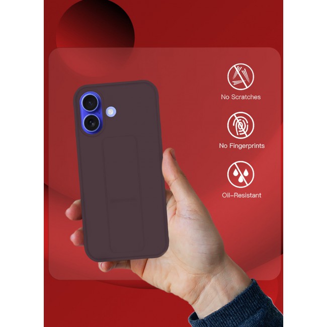 CATANES (for Apple iPhone 16 Plus) Case Premium PU Leather Back Cover with Stand Function Shockproof and Anti Scratch Finger Grip Case Cover / Merlot