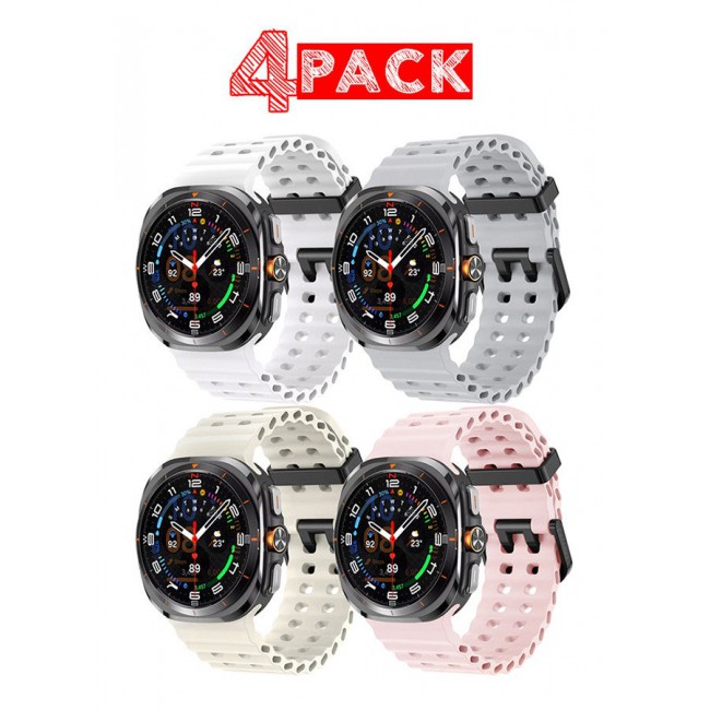 CATANES 4 Pack of Band for Samsung Galaxy Watch 7 Ultra Soft Silicone Adjustable, Sweat-Resistant, and Stylish