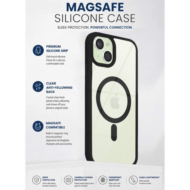CATANES MagSafe Magnetic Clear Case for iPhone 15 Plus 6.7 inch – Shockproof Protective Cover with Bumper - Black