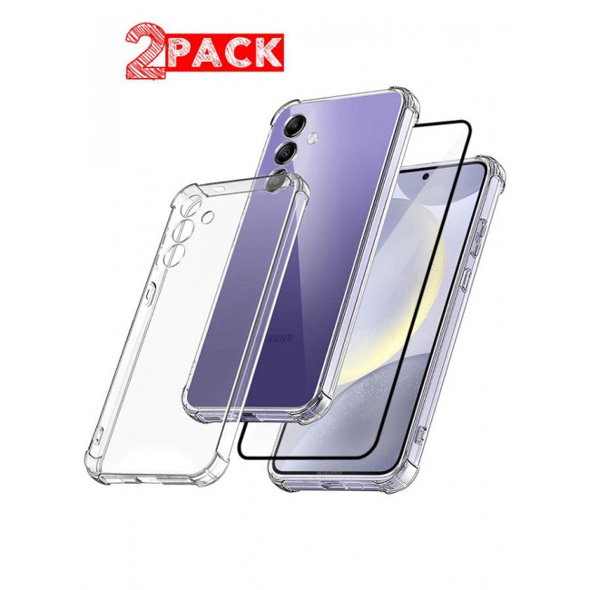 CATANES 2 Packs For Samsung Galaxy S24 Plus Gorilla Case and Screen Protector Shock-Absorption Flexible Clear TPU Rubber Protective Cell Phone Cover Slim Fit Transparent Protective Case Cover