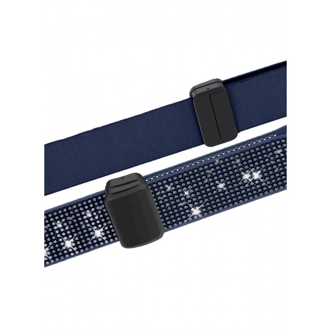 CATANES 44mm 45mm 49mm Elastic Band for Apple Watch Series 1-9, SE & Ultra - Rhinestone Sparkle Watch Band - Dark Blue