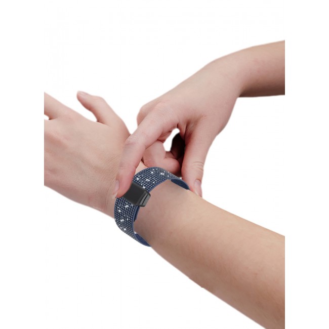 CATANES 44mm 45mm 49mm Elastic Band for Apple Watch Series 1-9, SE & Ultra - Rhinestone Sparkle Watch Band - Dark Blue