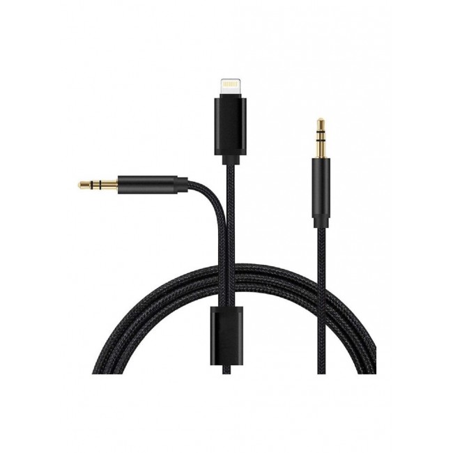 CATANES 2 in 1 Aux Cable 3.5mm Audio and Lightning Headphone Adapter for Android and Apple iOS Nylon Braided Tangle Free Audio Converter Cable 100cm Black