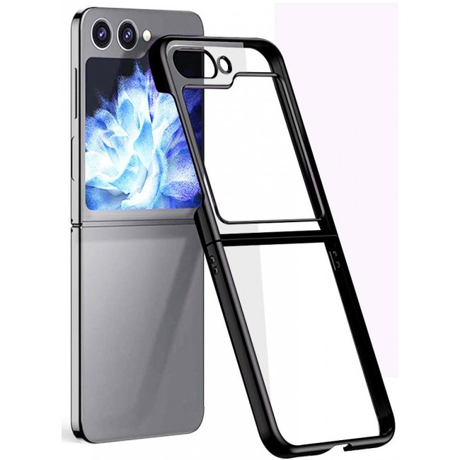 CATANES Samsung Galaxy Z Flip 5 Case Clear Electroplating Full Coverage Phone Case Black