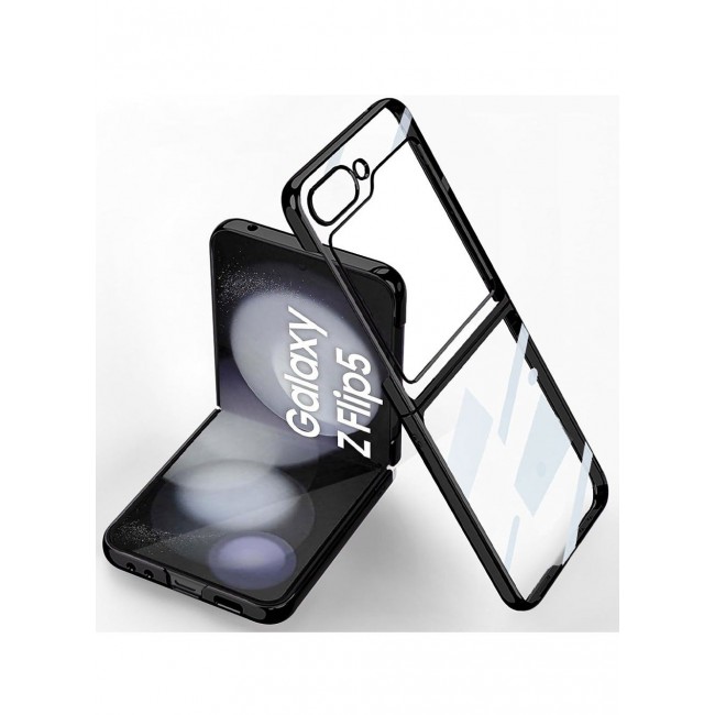 CATANES Samsung Galaxy Z Flip 5 Case Clear Electroplating Full Coverage Phone Case Black