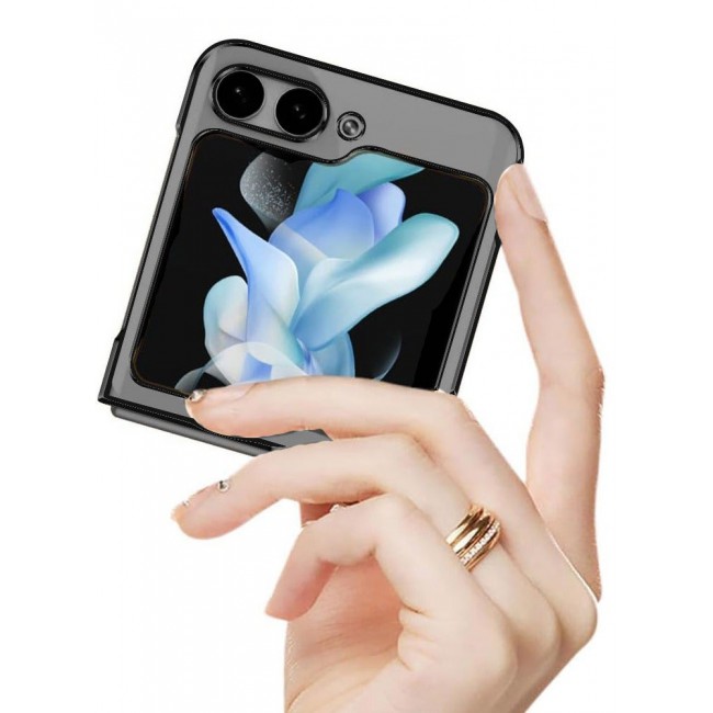 CATANES Samsung Galaxy Z Flip 5 Case Clear Electroplating Full Coverage Phone Case Black