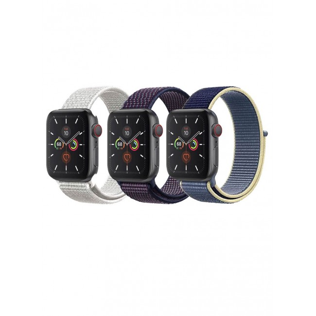 CATANES 3 Pack For Apple Watch 41mm 40mm 38mm Nylon Sport Loop Band Compatible With iWatch Series 7 SE 6 5 4 3 2 1 Men Women Braided Stretchy Nylon Loop Bands