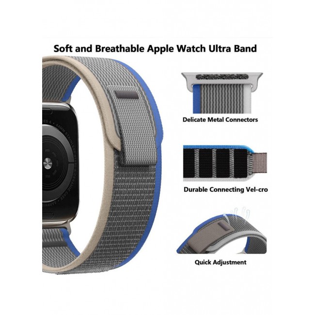 CATANES 2Pack for Apple Watch Trail Band 49mm 45mm 44mm 42mm Nylon Woven Sport Strap for iWatch Series Ultra/8/7/SE/6/5/4/3/2/1 Grey/Dark Grey