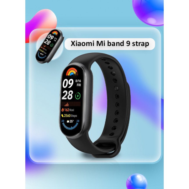 CATANES (for Mi Band 8 and 9) Strap Soft Silicone Replacement Sport Wristband for Xiaomi Mi Band 8 and 9 Watch Band Accessories for Women Men Black