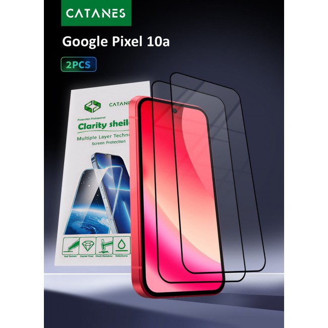 CATANES 2 PACK 3D Tempered Glass Screen Protector for Google Pixel 10a (6.1-Inch) – Full Coverage, Edge-to-Edge Protection, Scratch Resistant, Case Friendly Clear Screen Guard