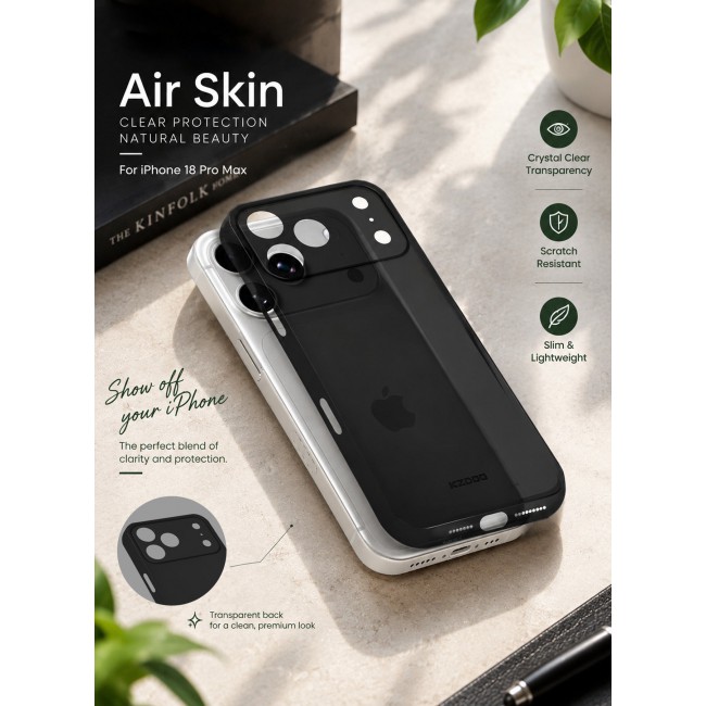 KZDOO 2 Pack Air Skin Case for iPhone 18 Pro Max - Ultra Slim 0.3mm Protective Cover