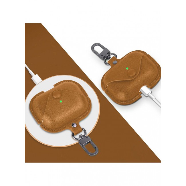 CATANES ( Case for Airpods 3rd ) Shockproof Cover with Keychain Compatible with 3rd Generation Headphone Light Brown Color