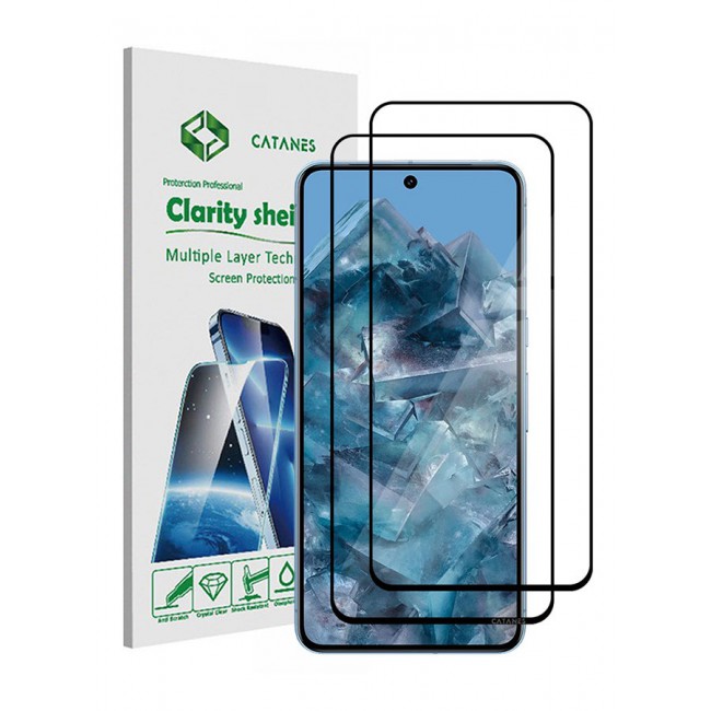 CATANES 2 Pack Of Google Pixel 8 Pro Screen Protector 9H Tempered Glass Ultrasonic Fingerprint Unlock Case Friendly HD Clear Tempered Glass Screen Protector