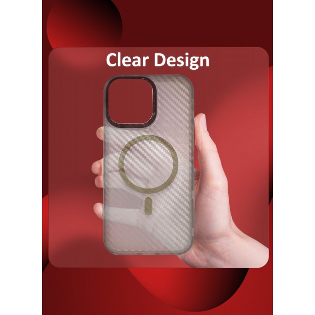 CATANES (for iPhone 15 Pro Max) Magsafe Case Cover Carbon Fiber Magnetic Strong Shockproof Protective Slim Thin Cover Transparent Matte - White Color