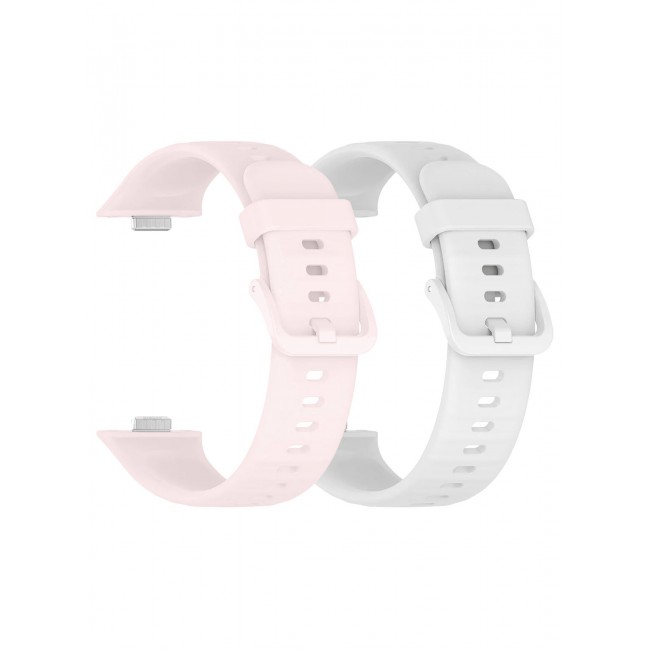 CATANES 2Packs Wristband for Huawei Watch Fit 3/Fit 4/Fit 4 Pro Bands, Silicone Bracelet Quick Release Arm Band, Replacement Smartwatch Band Quick Release Sport Straps - White and Off White