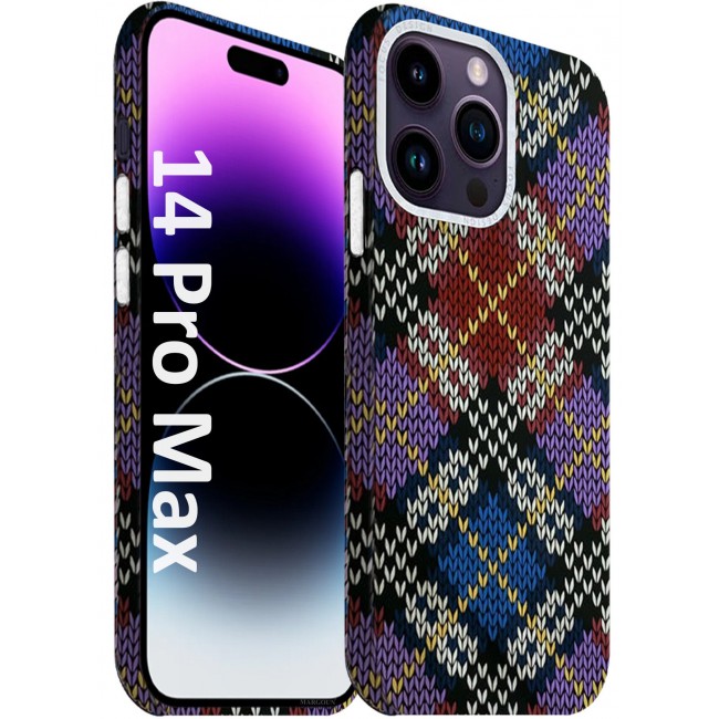 CATANES Ultra-Slim Woven Pattern Case Cover for iPhone 14 Pro Max Lightweight Protective Back Case - Multi Square