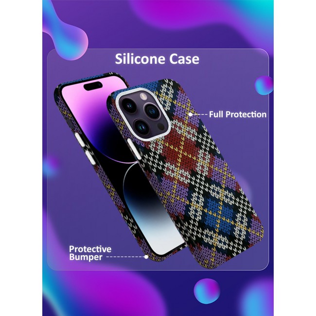 CATANES Ultra-Slim Woven Pattern Case Cover for iPhone 14 Pro Max Lightweight Protective Back Case - Multi Square